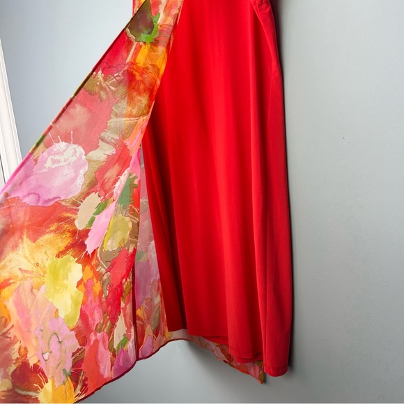 Scapa Lauren Perre sleeveless orange floral print dress size XL keyhole back - Picture 6 of 12